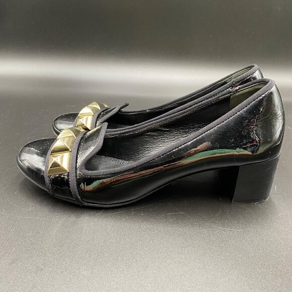 Tory Burch Asher Patent Studded Rockstud Pump Black Women's Size 6 - Picture 5 of 12